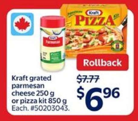 Kraft grated parmesan cheese 250 g or pizza kit 850 g