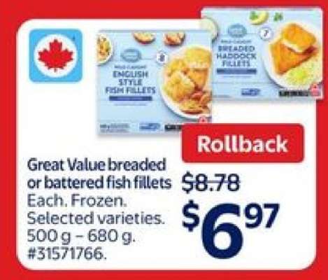 Great Value Breaded or Battered Fish Fillets