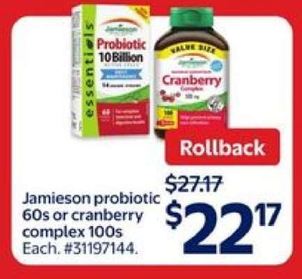 Jamieson Probiotic 60s or Cranberry Complex 100s