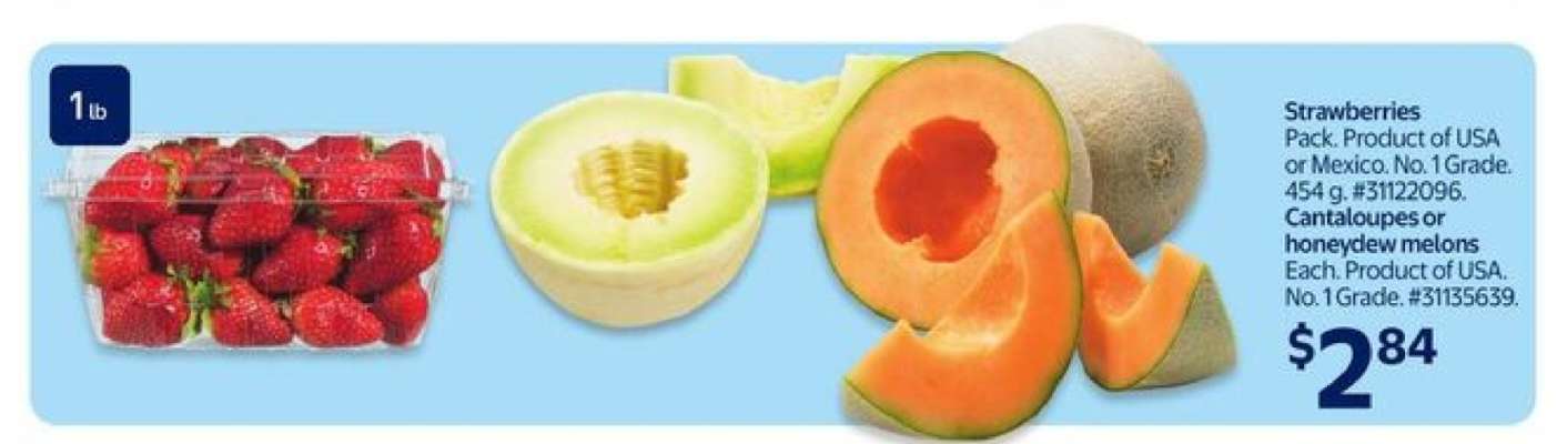 Strawberries, Cantaloupes or Honeydew Melons