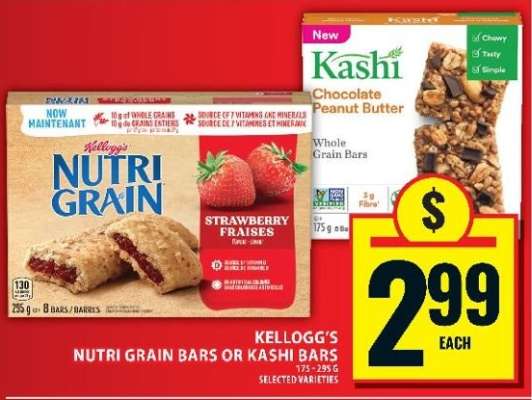 Kellogg's Nutri Grain Bars or Kashi Bars