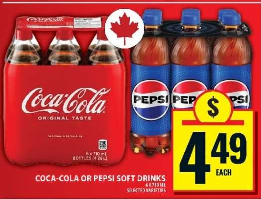 COCA-COLA or PEPSI SOFT DRINKS