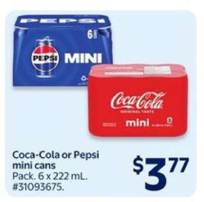 COCA-COLA OR PEPSI MINI CANS