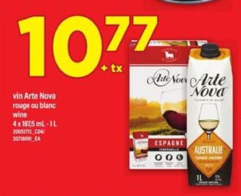 vin Arte Nova rouge ou blanc wine
