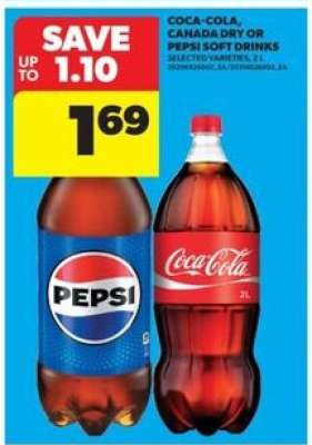 Coca-Cola, Canada Dry or Pepsi soft drinks