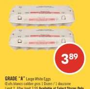 GRADE "A" LARGE WHITE EGGS