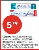 LISTERINE TOTAL CARE Mouthwash / SENSODYNE BRILLIANT WHITENING / PRONAMEL Toothpaste
