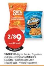 SUNCHIPS Multigrain Snacks or MUNCHIES Snack Mix