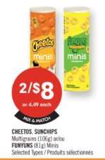 CHEETOS, SUNCHIPS Multigrains (106g) or/ou FUNYUNS (81g) Minis