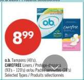 o.b. Tampons (40's), CAREFREE Liners / Pads