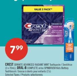 CREST 3DWHITE ADVANCED RADIANT MINT Toothpaste
