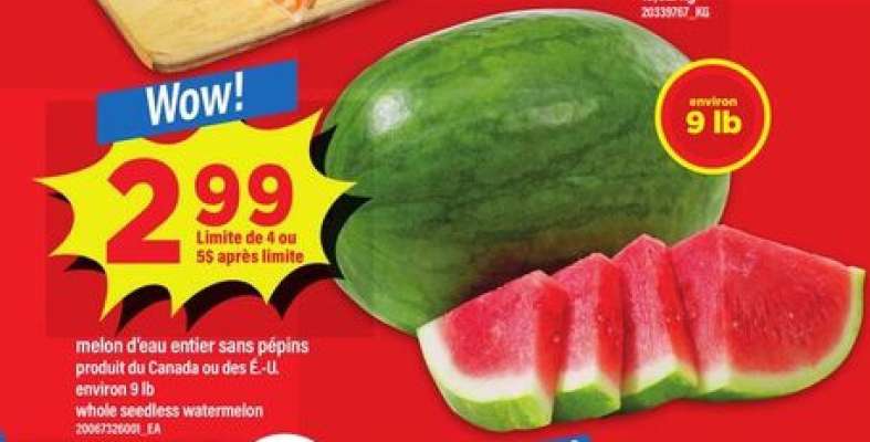 MELON D'EAU ENTIER SANS PÉPINS