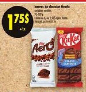 barres de chocolat Nestlé