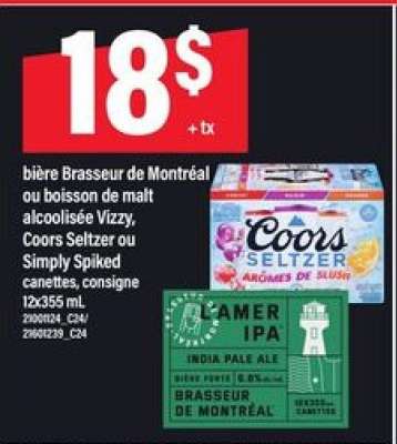 bière Brasseur de Montréal ou boisson de malt alcoolisée