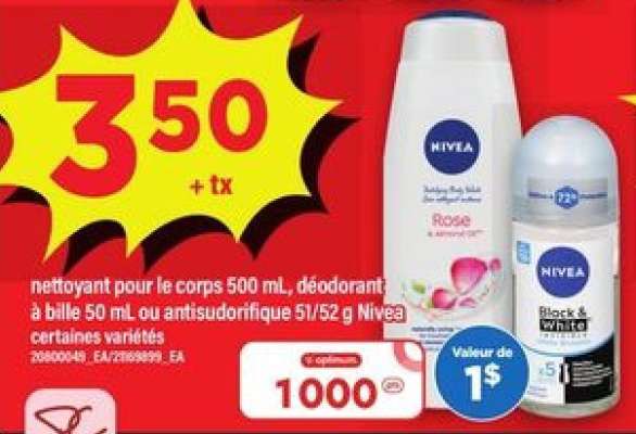 Nivea nettoyant pour le corps, déodorant ou antisudorifique