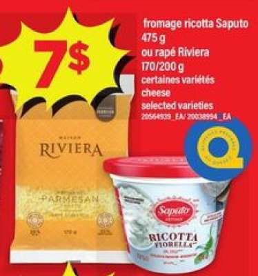 fromage ricotta Saputo ou râpé Riviera