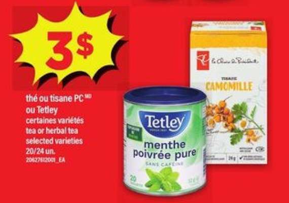 thé ou tisane PC ou Tetley