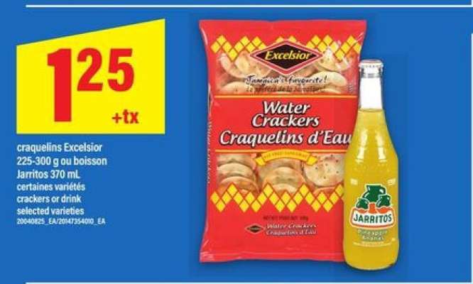 craquelins Excelsior ou boisson Jarritos