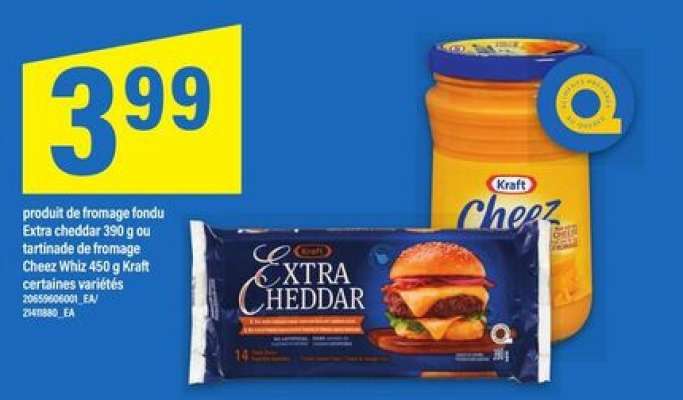 Kraft Extra Cheddar ou Cheez Whiz