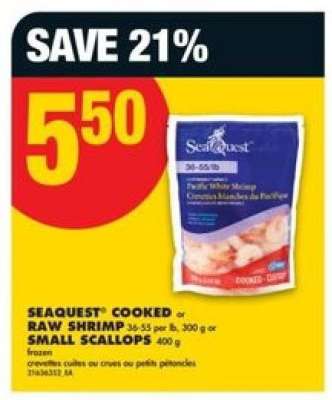 SEAQUEST COOKED or RAW SHRIMP or SMALL SCALLOPS
