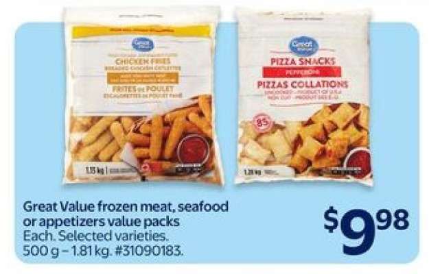 Great Value Frozen Meat, Seafood or Appetizers Value Packs