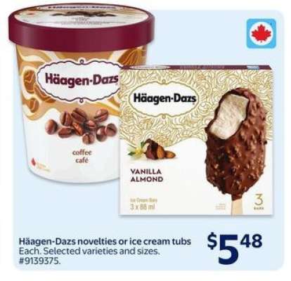 Häagen-Dazs Novelties or Ice Cream Tubs