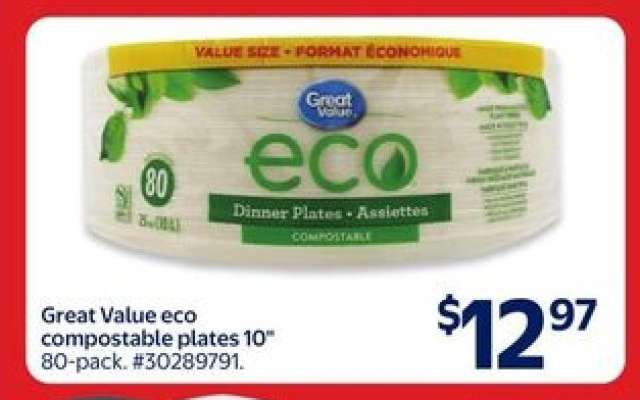Great Value Eco Compostable Plates 10"