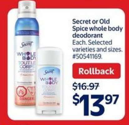 Secret or Old Spice Whole Body Deodorant