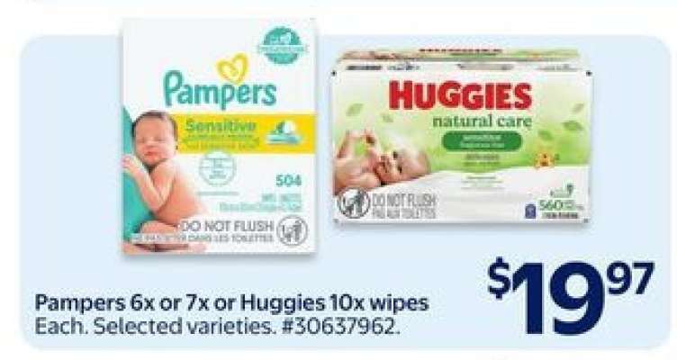 Pampers 6x or 7x or Huggies 10x wipes