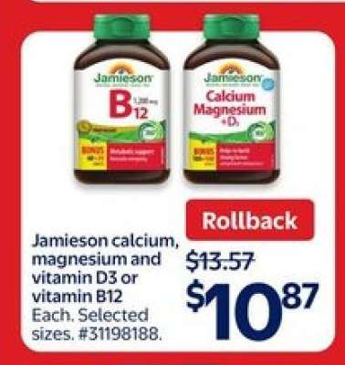 Jamieson calcium, magnesium and vitamin D3 or vitamin B12