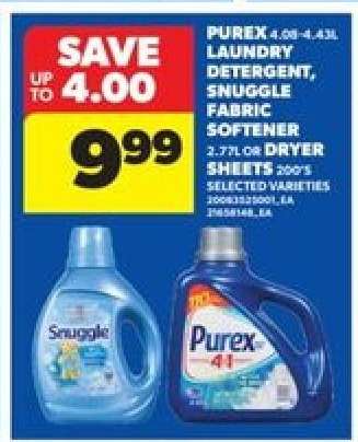 Purex Laundry Detergent, Snuggle Fabric Softener, or Dryer Sheets