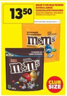 M&M's or Maltesers Extra Large Chocolate Pouches