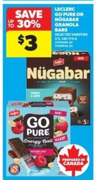 Leclerc Go Pure or Nügabar Granola Bars
