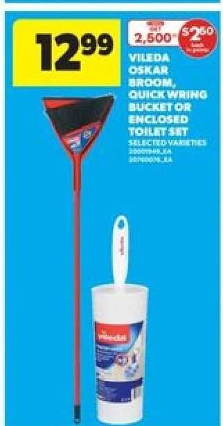 Vileda Oskar Broom, Quick Wring Bucket or Enclosed Toilet Set