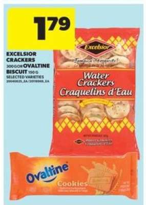 Excelsior Crackers or Ovaltine Biscuit
