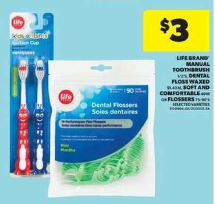 Life Brand Manual Toothbrush / Dental Floss Waxed / Flossers