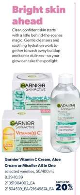Garnier Vitamin C Cream, Aloe Cream or Miceller All In One