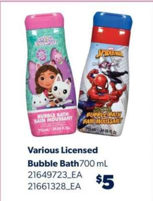 Various Licensed Bubble Bath