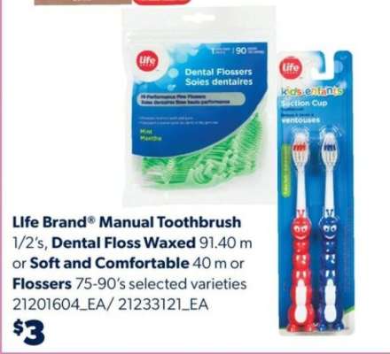 Life Brand Manual Toothbrush / Dental Floss / Flossers