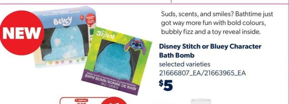 Disney Stitch or Bluey Character Bath Bomb