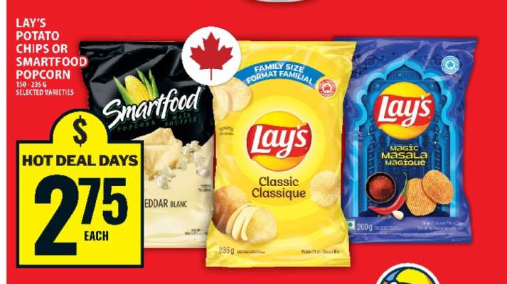 LAY’S POTATO CHIPS OR SMARTFOOD POPCORN