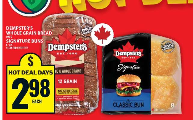 Dempster's Whole Grain Bread or Signature Buns