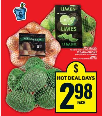 Avocados, Vidalia Onions, Limes