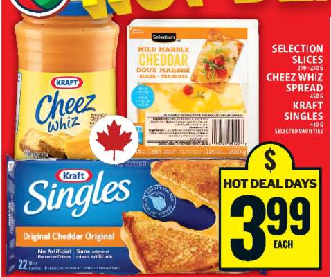 Selection Slices, Cheez Whiz Spread, Kraft Singles