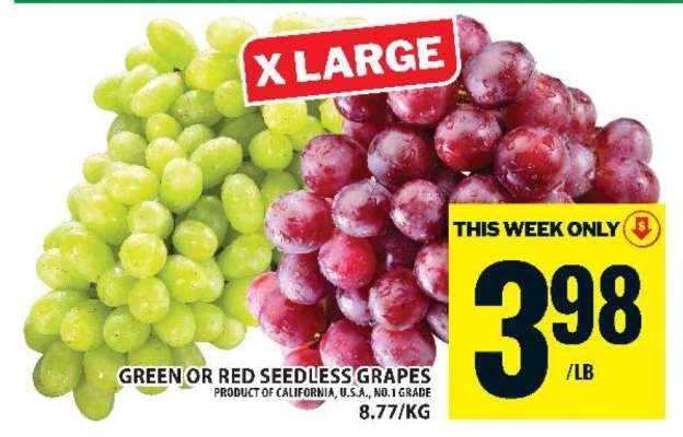 GREEN or RED SEEDLESS GRAPES