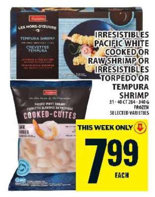 Irresistibles Pacific White Cooked or Raw Shrimp or Irresistibles Torpedo'or Tempura Shrimp