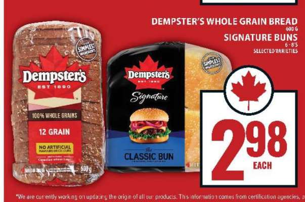 Dempster's Whole Grain Bread or Signature Buns