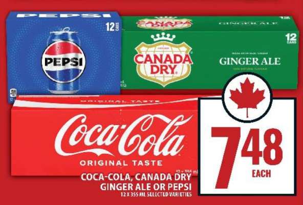 Coca-Cola, Canada Dry Ginger Ale or Pepsi