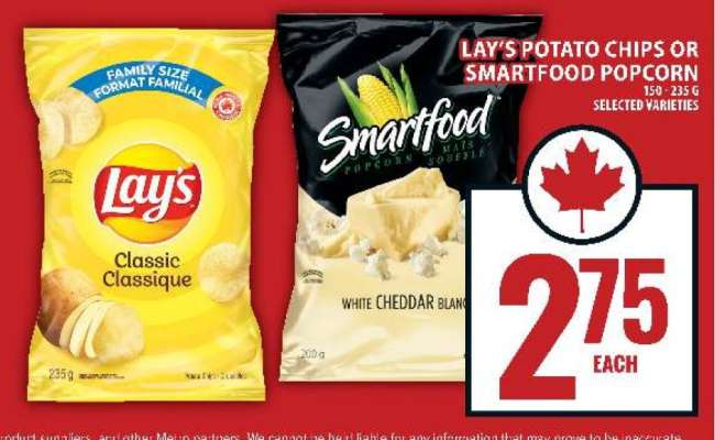 LAY’S POTATO CHIPS OR SMARTFOOD POPCORN