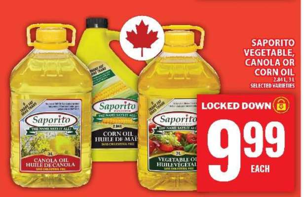Saporito Vegetable, Canola or Corn Oil